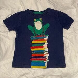 Mini Boden Navy Frog and Books Tee